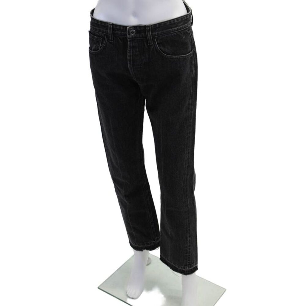 Vis A Vis Womens Button Fly High Rise Fringe Straight Leg Jeans Gray Size 2